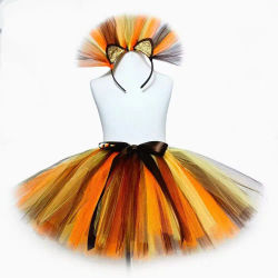 Falda tutú de León para niñas, tutús de baile para bebés pequeños, falda de tul para niños, disfraz de Rey León de Animal de Halloween con diadema de melena