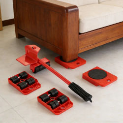 Juego de Herramientas para Mover Muebles, Rodillos de Transporte, Barra con Ruedas para Levantar y Mover Objetos Pesados, Herramienta Manual