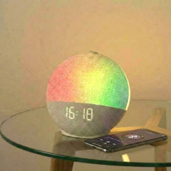 Despertador con Luz de Amanecer, Máquina de Ruido Blanco, Altavoz Bluetooth, Luz Nocturna de Colores, Ayuda para Dormir, Regalo Ideal, Decoración de Dormitorio