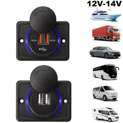 KEBIDUMEI-cargador USB para coche, 12V-24V, QC3.0, adaptador de cargador de teléfono con luz indicadora, resistente al agua, para coche, barco, autobús