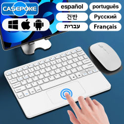 CASEPOKE teclado Bluetooth para tableta teléfono inteligente teclado táctil inalámbrico para IOS Android Windows para iPad teclado ratón