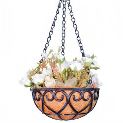 Cesta de flores para colgar en la pared de pelo de coco, planta decorativa de pared, artesanía creativa, maceta de palma de coco de hierro ﻿