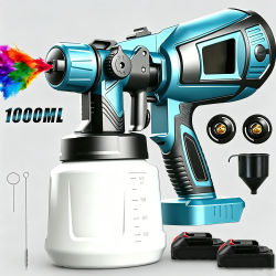 Pistola de Pintura Eléctrica Inalámbrica Portátil de 1000 ml para Muebles de Acero Inoxidable, Compatible con Batería Makita de 18V