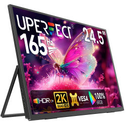 Monitor de computadora de pared UPERFECT de 24,5" y 165 Hz 2K, 1440P, 100 % sRGB, FreeSync, IPS, HDR, para juegos de escritorio, para computadora portátil, mini PC, Switch, Xbox