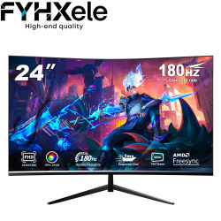 FYHXele Pantallas curvas sin bordes de 24 pulgadas para juegos y oficina FHD 1920*1080P 180hz VA con altavoz VESA Luz azul baja sin parpadeo