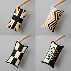 Funda de almohada con letras geométricas negras, funda de almohada para sofá y dormitorio, funda de almohada de varios tamaños extraíble y lavable 30x50, 40x60, 50x70