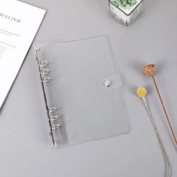 Carpeta de archivos con Clip de plástico de Color transparente A5/A6/portátil, carpeta de anillas de hojas sueltas, Agenda, suministros escolares y de oficina