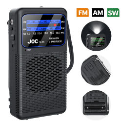 Receptor FM portátil con batería de Radio FM/AM/SW, excelente recepción, altavoz transparente con conector para auriculares de 3,5mm, iluminación LED para personas mayores