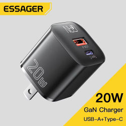 Cargador Essager 20W GaN PD USB C para iPhone 14 13 12 11 Pro Max mini SE teléfono QC3.0 PD 3,0 USB tipo C carga rápida para iPad Air