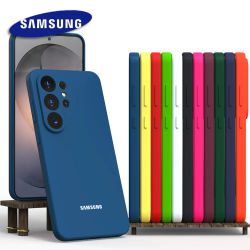 Funda de Silicona Original para Teléfono Samsung S26 S25 S24 S23 Ultra FE S22 Plus A56 A55 A54 A36 A17 5G, Protectora de Cámara y Parte Trasera