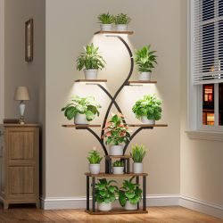 Soporte para plantas de interior con luces de cultivo, soporte de exhibición de esquina de 8 niveles, estante alto de metal multifuncional de 157,7 cm para plantas, 1 unidad