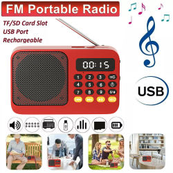 Reproductor de MP3 Digital FM USB TF recargable de mano, Radio portátil, reproductor de música, dispositivos de altavoz, suministros con Radio con pantalla LED