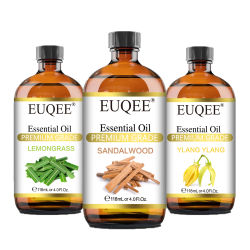 EUQEE Aceite Esencial de Plantas de 118 ml para Difusor, Aromaterapia, Sándalo, Ylang Ylang, Limoncillo, Aroma de Lima, Aceites Esenciales para la Piel