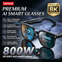 Gafas de Sol Inteligentes con IA de Lenovo, Gafas Bluetooth Resistentes a los Rayos UV, Auriculares Bluetooth, Gafas Deportivas para Motocicleta