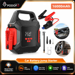 Arrancador de Coches Portátil Podofo de 16000mAh con Compresor de Aire, Batería Externa y Cargador de Emergencia