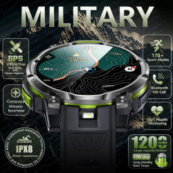 Reloj Inteligente 2026 con Mapa GPS Offline, Batería de 1200mAh, Resistente al Agua IPX8, Brújula, Altímetro, Linterna, Llamadas Bluetooth