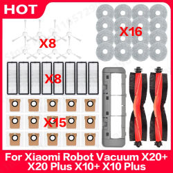 Repuestos y Accesorios para Robot Aspirador Xiaomi X20 Plus/ X20+/X10+ / X10 Plus: Cepillo Principal, Cepillo Lateral, Paño de Limpieza, Bolsa para Polvo, Filtro