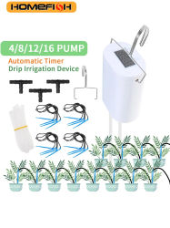HOMEFISH-bomba de riego automática para plantas y flores, dispositivo de riego por goteo para el hogar, Kit de sistema de temporizador de 4/8/16 cabezales, herramienta de jardín
