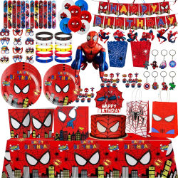 Suministros para Fiesta de Cumpleaños con Figuras de Dibujos Animados, Mantel, Platos y Vasos Rojos de Spiderman, Decoración para Fiesta Infantil, Regalo para Baby Shower