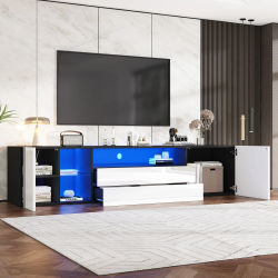 Mueble para TV HOUSE SPOLE con cajones y armarios, mueble bajo para TV con LED
