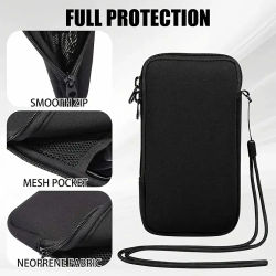 Bolsa para teléfono con cremallera de neopreno: funda protectora para varios modelos de teléfonos inteligentes, color negro