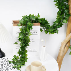 1 pieza 2,0 M decoración del hogar hoja de hiedra Artificial guirnalda plantas vid follaje falso flores enredadera verde 72 Uds corona de hiedra de hojas