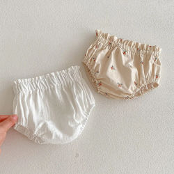 Adorables pantalones cortos florales para niñas, bombachos infantiles de algodón suave y transpirable de verano, pantalones cortos con cintura elástica para niños, ropa para bebés