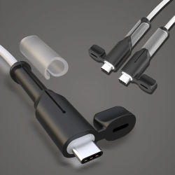 Protector de cable de cargador, tipo C a tipo C/iPhone/USB A Protector de cable de cargador de silicona, Protector de cable 2 en con enrollador de cable