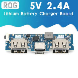 Placa de cargador de batería de litio, módulo de carga 18650, USB Dual, 5V, 2.4A, Micro/tipo-c