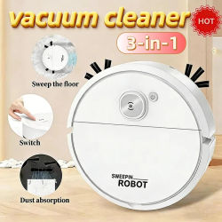 Robot Aspirador Inteligente 3 en 1 con Fuerte Succión 2026, Recargable y Lavable, para Pelo de Mascotas, Pisos Duros, Cocina y Habitaciones