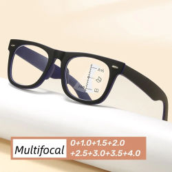 Gafas de lectura multifocales progresivas con lentes HD para hombre y mujer, anteojos cuadrados Vintage para presbicia, gafas Retro antiazules para ordenador