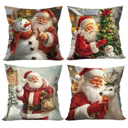 Decoración navideña, fundas de almohada, Papá Noel, muñeco de nieve, alce, vacaciones de invierno, fundas de almohada decorativas para sofá, decoración del hogar