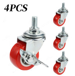 4 Ruedas Giratorias Universales de Alta Resistencia de 1"/1.25"/1.5"/2" con Vástago Roscado para Carritos y Muebles, Vástago Roscado M8