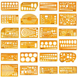 Juego de plantillas de dibujo arquitectónico: formas redondas y ovaladas, reglas de diseño de resina para muebles y planes de construcción, suministros de oficina