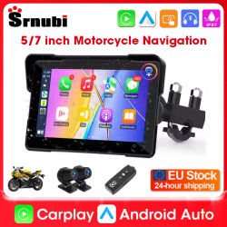 Srnubi portátil motocicleta navegación GPS impermeable inalámbrico Carplay 5/7 "pantalla motocicleta Android Auto Bluetooth Monitor DVR