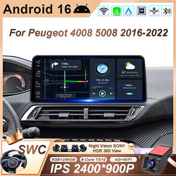 Radio con Android Auto para Peugeot 4008 5008 3008 2016-2022, Reproductor Multimedia Inalámbrico con Carplay, Pantalla con Bluetooth y Control de Volante