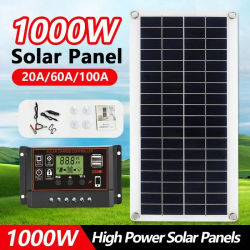 Panel Solar de 20W-1000W, controlador de célula Solar de 12V, Panel Solar de 100A para teléfono RV, cargador de almohadilla MP3 para coche, suministro de batería para exteriores, Camping