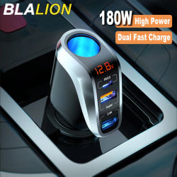 BLALION-cargador de coche USB de 180W, carga súper rápida QC3.0 PD 66W, enchufe de encendedor de cigarrillos de carga rápida para iPhone, Xiaomi y Samsung