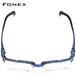 Montura de gafas de titanio FONEX para hombre, nuevas gafas cuadradas sin montura huecas, gafas ultraligeras japonesas de media montura 85770
