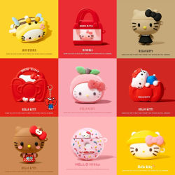 Estuche para auriculares 3D Sanrio Hello Kitty para AirPods 4, fundas bonitas para AirPods Pro 3 Pro2, funda de carga para AirPods 4 3 2 1