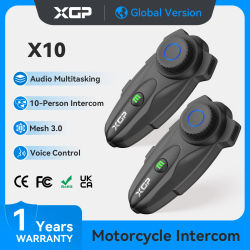 XGP-X10 intercomunicador Bluetooth para motocicleta inalámbrico BT 5,3 dispositivo de comunicación intercomunicador para casco adecuado para intercomunicador de 10 conductores