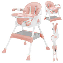 Trona para bebé 3 en 1, trona plegable y ajustable para bebés con bandeja extraíble, cinturón de seguridad, reposapiés y ruedas