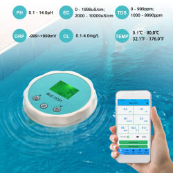 Detector de calidad del agua, 6 en 1, PH, EC, TDS, ORP, CL, calibración de temperatura, probador de agua con cloro, Monitor en línea con aplicación para piscina