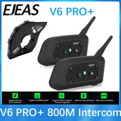 EJEAS V6 PRO +/PLUS casco de motocicleta auriculares intercomunicadores Bluetooth con 800M BT interfono comunicador para 6 conductores impermeable