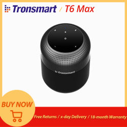 Altavoz Bluetooth Tronsmart T6 Max Altavoz de cine en casa de 60 W con 20 horas de reproducción, IPX5, NFC, estéreo inalámbrico verdadero, asistente de voz