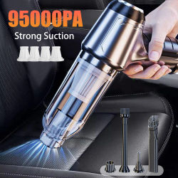 Aspirador de coche inalámbrico 95000PA, aspirador de succión fuerte, aspirador portátil de mano, soplador 2 en 1 para el hogar del coche