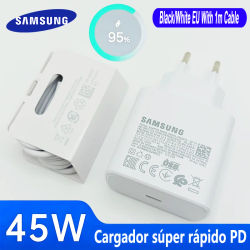 Cargador Original SAMSUNG de 45W, Cargador Rápido Tipo C para Galaxy S26 Ultra S25 S24 A57 A56 A17 M55 Tab S10+