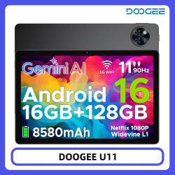 DOOGEE U11 Tablet 11 "pantalla ultrafina de 90Hz 16GB 128GB 8580mAh batería Unisoc T7200 altavoz Dual Widevine L1 Android 16