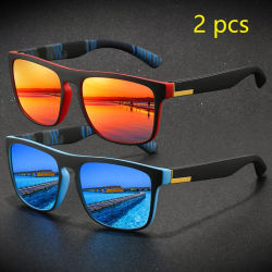 2 piezas de gafas de sol deportivas cuadradas Vintage de moda para hombres y mujeres para conducir, para pescar, gafas de sol de diseñador de marca, gafas Retro para hombre UV400