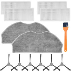 13 piezas de repuesto para robot aspirador PrettyCare C2/C2-V2, ROPVACNIC S1, G90, V75S, Z1: 6 cepillos laterales, 4 filtros HEPA, 2 almohadillas de fregado, 1 cepillo de limpieza